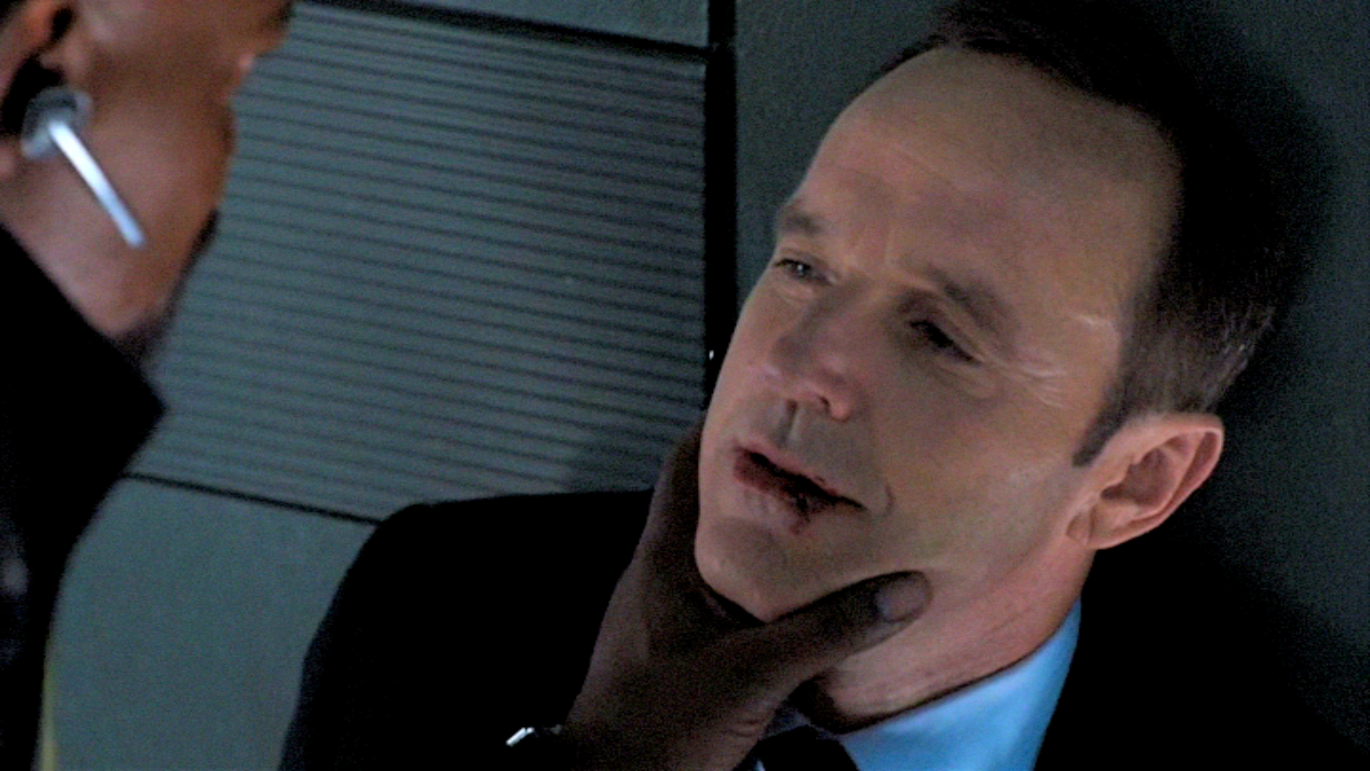 Coulson is shanked by the Asgardian Mussolini